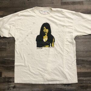 Vintage Aaliyah RIP 1979-2011 White Tee T Shirt Adult 2XL READ